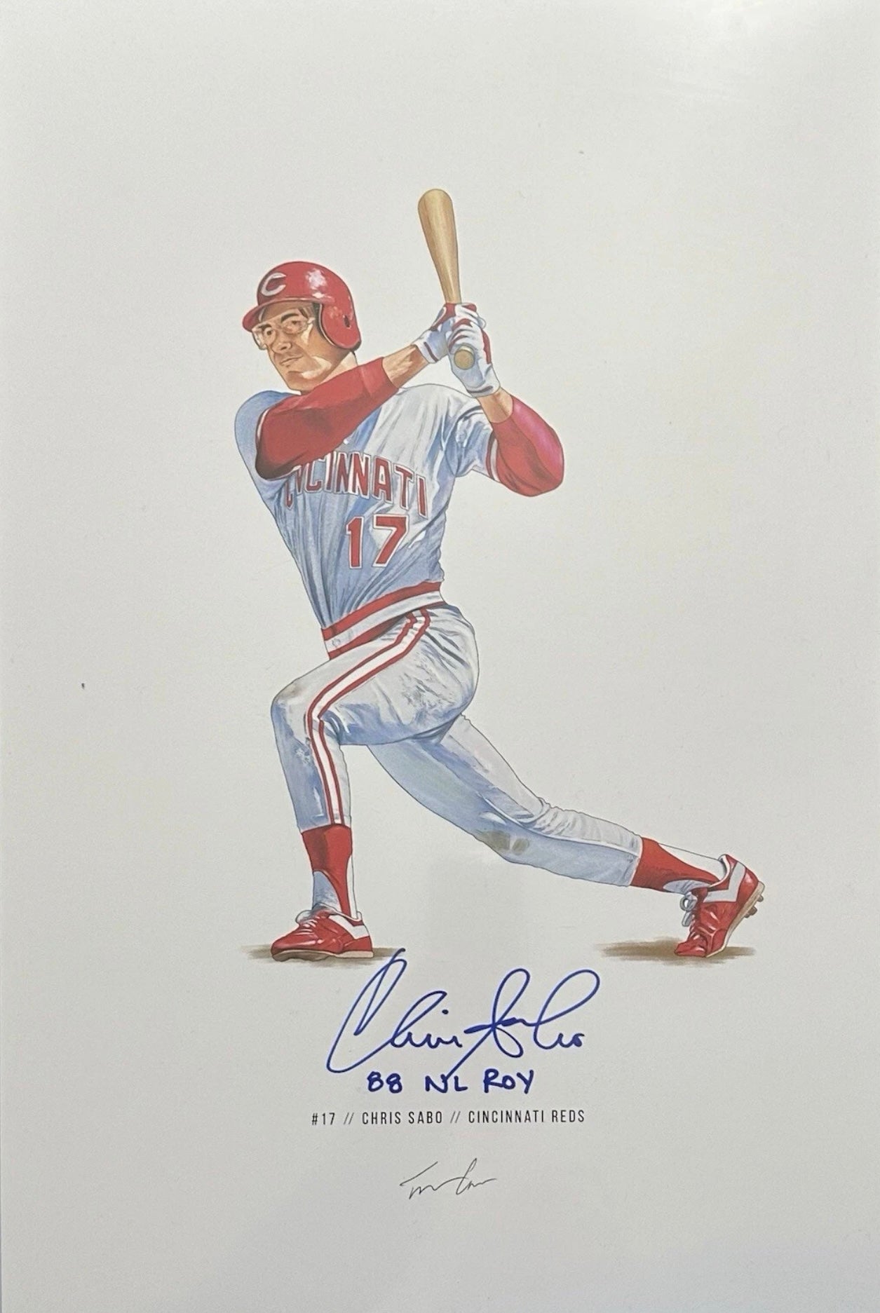 Sabo, Chris - Autographed Cincinnati Reds Print “88 NL ROY” Inscription