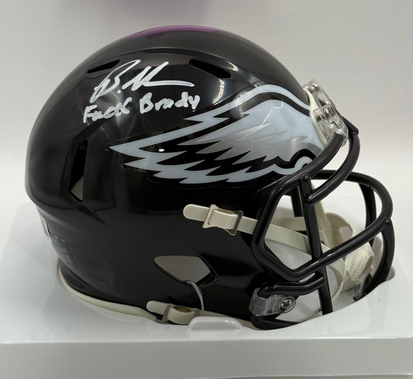Graham, Brandon Autographed Philadelphia Eagles Alt 22 Mini Helmet inscribed “Fuck Brady”