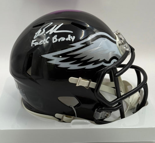 Graham, Brandon Autographed Philadelphia Eagles Alt 22 Mini Helmet inscribed “Fuck Brady”