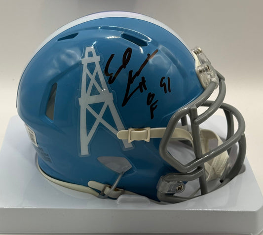 Campbell, Earl Autographed Houston Oilers Speed Mini Helmet inscribed “HOF 91”