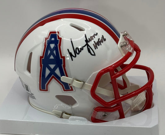 Moon, Warren Autographed Houston Oilers Speed Mini Helmet inscribed “HOF 06”